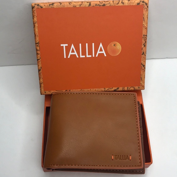 BOCONI Tan TALLIA Solid Bifold Leather Credit Card ID Wallet NEW IN BOX - Picture 2 of 10